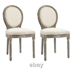 Rustic Dining Chairs Pair Distressed Look Kitchen Chair Upholstered Linen Padded