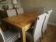 Rustic Natural Solid Oak 4' 7 Extending Dining Table And 6 Upholstered Chairs