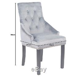SALE 2x Grey Velvet Upholstered Dining Chairs Scoop/Button Back CLEARANCE STOCK