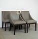Set Of 4 Designer Curved Leather Dining Chair In Elephant, Upholstered Desk Seat