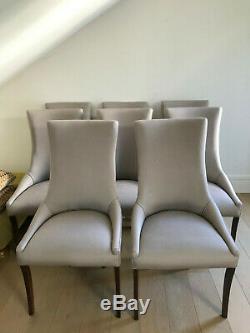 SET OF 8 Elegant Upholstered DINING CHAIRS with wooden frame and legs