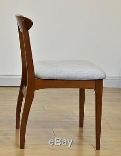 SET OF SIX TEAK MID-CENTURY DINING CHAIRS Vintage 1960s Re-upholstered seats