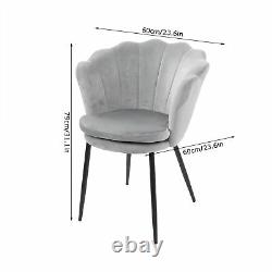 Scallop Back Armchair Lotus Petal Tub Seat Lounge Grey Velvet Accent Sofa Chair