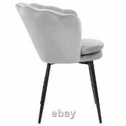 Scallop Back Armchair Lotus Petal Tub Seat Lounge Grey Velvet Accent Sofa Chair