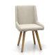 Scandi Fabric Upholstered Natural Pair Of 2 Dining Chairs