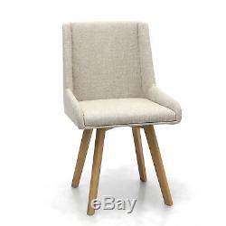 Scandi Fabric Upholstered Natural Pair of 2 Dining Chairs