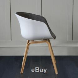 Scandinavian Upholstered TUB Dining Chair / Armchair Plastic White Retro