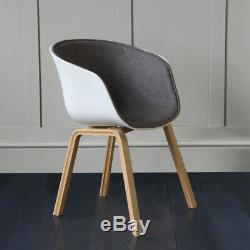 Scandinavian Upholstered TUB Dining Chair / Armchair Plastic White Retro