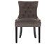 Scoop Button Back Dining Chair Grey Velvet With Black Legs Upholstered Furniture