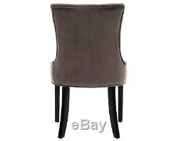 Scoop Button Back Dining Chair Grey Velvet with Black Legs Upholstered Furniture