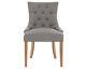 Scoop Button Back Dining Chair In Grey Linen With Oak Legs Upholstered Furniture