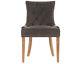 Scoop Button Back Dining Chair In Grey Velvet With Oak Legs Upholstered