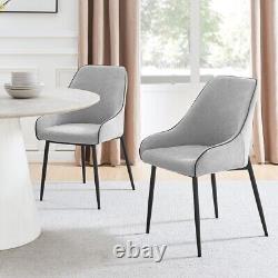 Seconds Beaumont Grey Fabric Stylish Dining Chair Black Metal Leg Set of 2