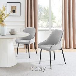 Seconds Beaumont Grey Fabric Stylish Dining Chair Black Metal Leg Set of 2