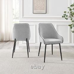 Seconds Beaumont Grey Fabric Stylish Dining Chair Black Metal Leg Set of 2