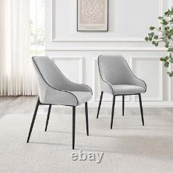 Seconds Beaumont Grey Fabric Stylish Dining Chair Black Metal Leg Set of 2