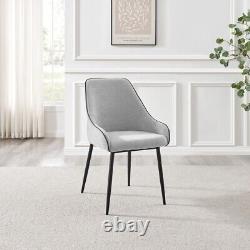 Seconds Beaumont Grey Fabric Stylish Dining Chair Black Metal Leg Set of 2