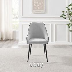 Seconds Beaumont Grey Fabric Stylish Dining Chair Black Metal Leg Set of 2