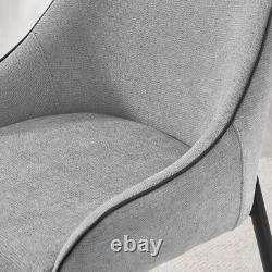 Seconds Beaumont Grey Fabric Stylish Dining Chair Black Metal Leg Set of 2