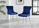 Seconds Nora Blue Velvet Luxury Dining Chairs With Silver Legs Modern