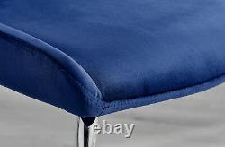 Seconds Nora Blue Velvet Luxury Dining Chairs with Silver Legs Modern