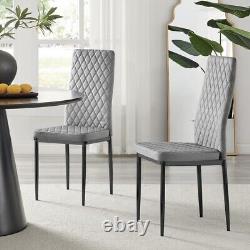 Seconds Set of 6 Milan Grey Velvet Upholstered Luxury Dining Chair Black Le