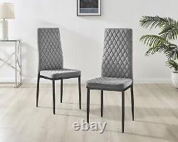 Seconds Set of 6 Milan Grey Velvet Upholstered Luxury Dining Chair Black Le