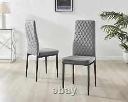 Seconds Set of 6 Milan Grey Velvet Upholstered Luxury Dining Chair Black Le