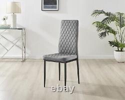 Seconds Set of 6 Milan Grey Velvet Upholstered Luxury Dining Chair Black Le