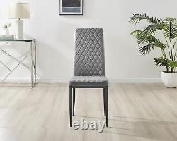 Seconds Set of 6 Milan Grey Velvet Upholstered Luxury Dining Chair Black Le