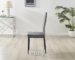 Seconds Set of 6 Milan Grey Velvet Upholstered Luxury Dining Chair Black Le