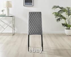 Seconds Set of 6 Milan Grey Velvet Upholstered Luxury Dining Chair Black Le