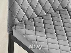 Seconds Set of 6 Milan Grey Velvet Upholstered Luxury Dining Chair Black Le