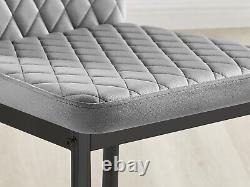 Seconds Set of 6 Milan Grey Velvet Upholstered Luxury Dining Chair Black Le