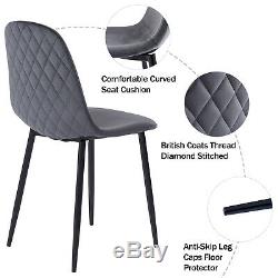Set 2 4 6 Retro Dining Chairs Velvet Fabric Upholstered Metal Legs Living Room