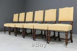 Set 6 Upholstered Oak Dining Chairs