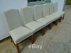 Set 6 Vintage Mahogany Re Upholstered High Back Kitchen Dining Chair Sprung Seat