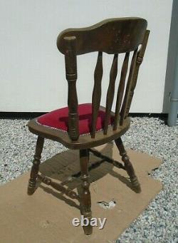 Set 8 Vintage Carved Oak Slat Back Farmhouse Kitchen Dining Chairs Upholstered