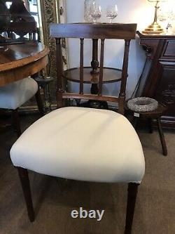 Set Four Antique Dining Chairs Re Upholstered