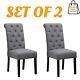 Set Of 2 Dining Chairs High Back Grey Upholstered Padded Wood Black Legs Uk U