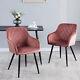 Set Of 2 Pink Velvet Dining Chairs Luxury Backrest Metal Legs Home Office Chair