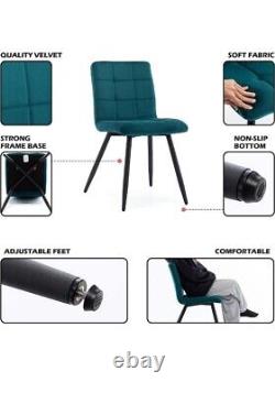 Set Of 2 Teal Velvet Upholstered Dining Chairs. Desk Stools