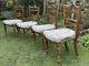 Set Of 4 Antique Victorian Mahogany Carved Mahogany Upholstered Dining Chairs