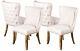 Set Of 4 Cream Linen Dining Chairs, Upholstered Side Chairs, Button Back Chairs