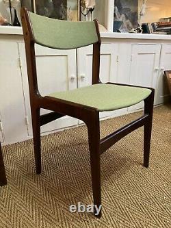 Set Of 4 DANISH Mid Century MODERN Teak Dining Chairs Re-upholstered DELIVERY