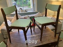 Set Of 4 DANISH Mid Century MODERN Teak Dining Chairs Re-upholstered DELIVERY