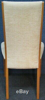 Set Of 4 Ercol Solid Ash Framed Upholstered Dining Chairs In Light Finish