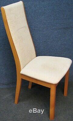Set Of 4 Ercol Solid Ash Framed Upholstered Dining Chairs In Light Finish