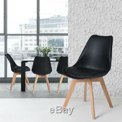 Set Of 4 Faux Leather Kitchen Dinning Side Chair Upholster Black Loung Chair PP