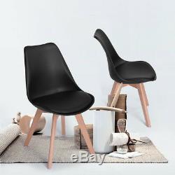 Set Of 4 Faux Leather Kitchen Dinning Side Chair Upholster Black Loung Chair PP